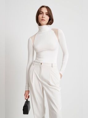 MARCELLA NEW YORK Maria Turtleneck
European Jersey & Mesh Top Off White